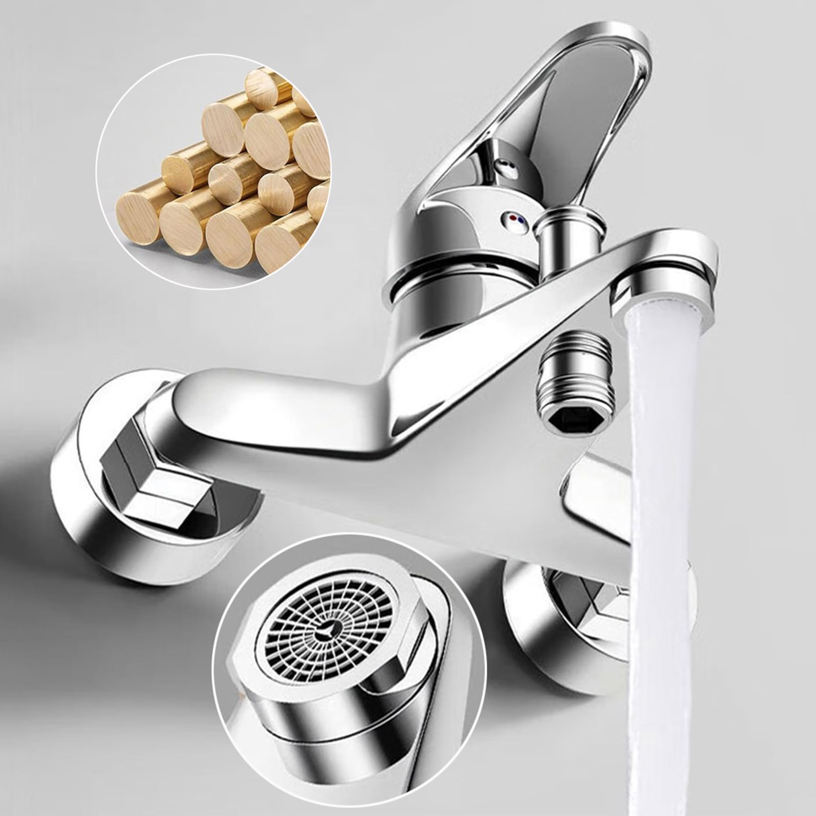 BiaoTeng Grifo para Bañera y Ducha 5 Modes Plata