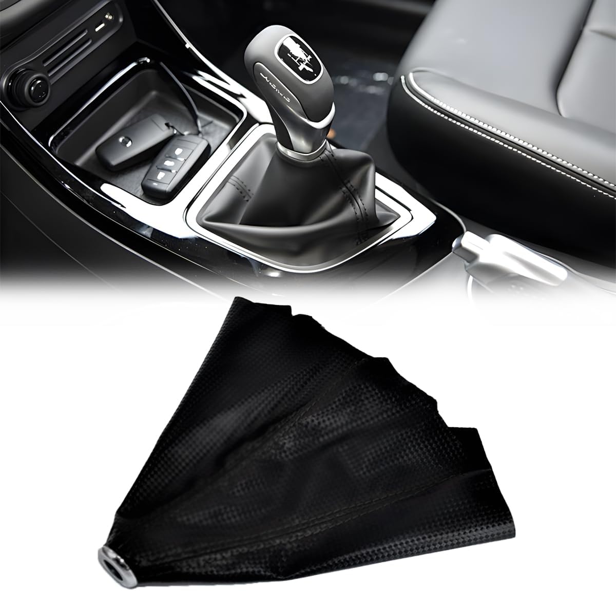 AICEL Automotive Shift Boot Cowl, Carbon Fiber Automotive Shift Knob Boot Mud Cowl, Dustproof Car Inside Guide Gear Shift Protector Equipment, Common for RV, SUV, Truck