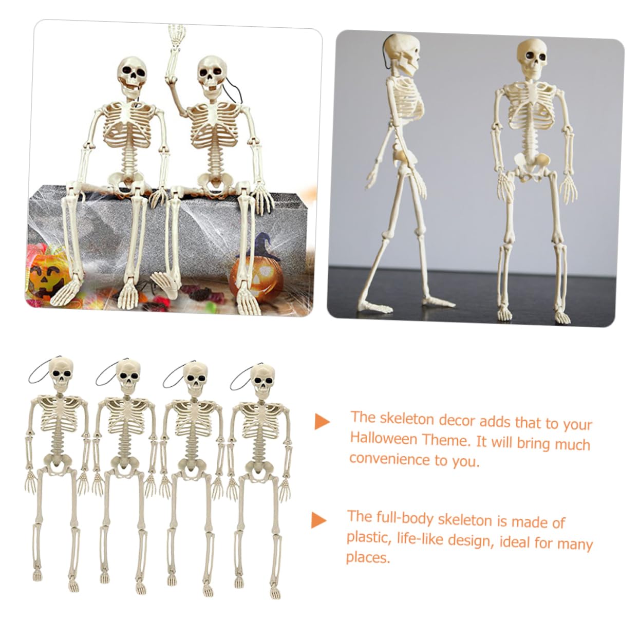 BESTonZON 4 Pz Scheletro di Halloween scheletro decorazione della casa stregata oggetti di scena 4 pezzi halloween party regalini halloween arredamento scheletro di Halloween plastica