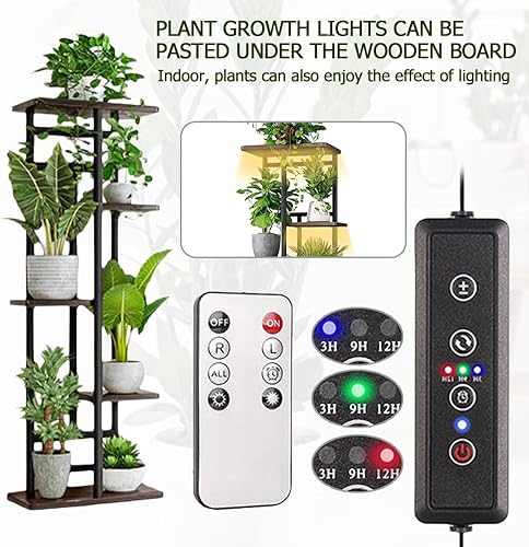 Miniatura 5 de Soporte para plantas con luces de crecimiento, múltiples macetas, soporte para maceta, estante para patio, jardín, esquina, balcón, sala de estar (5