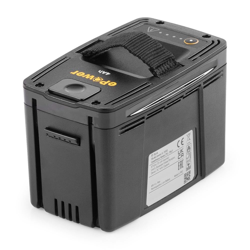 STIGA E 440 ePower Batteria, 48 V, 4 Ah – Pulsante Sgancio Rapido, Manico in Tessuto – Per Attrezzi da Giardino