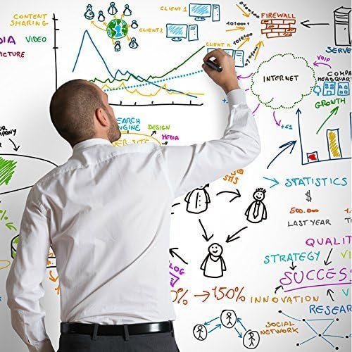 FENTIS Tableau Blanc Sticker Tableau Adhésive et Amovible Autocollant Mural de Décalque de Coller Décoller Whiteboard DIY Pour Ecole Bureau 44x200cm - 4