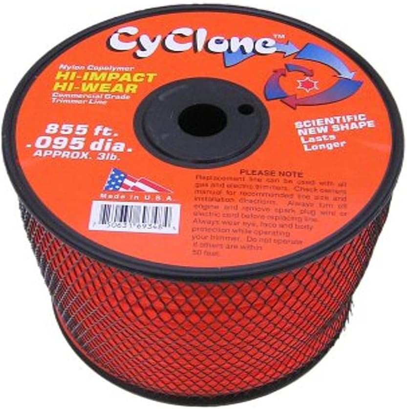 Cyclone 095Inch 3Pound Spool Commercial Grade 6Blade Grass Trimmer Line