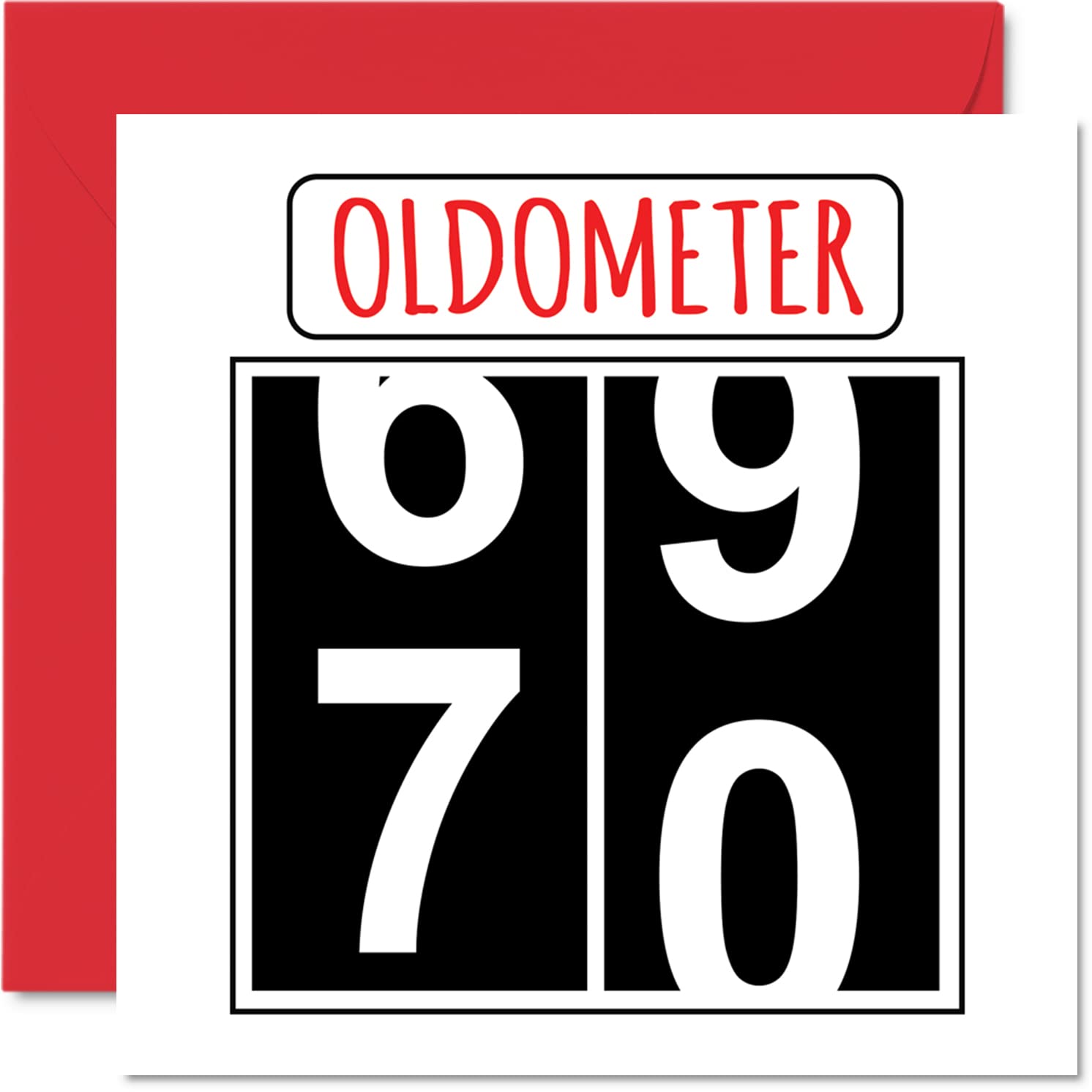 Fun 70th Birthday Cards for Men Woman - Oldometer - Happy Birthday Card for Dad Mum Great Grandad Grandpa Nanny Grandma Gran Uncle Auntie, 145mm Greeting Cards, 70th Card