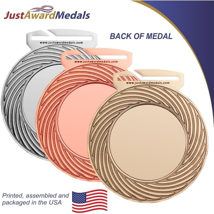 10 Pack Run Award Medal, Custom Text Medallion Design. for 5K, 10K, Track, Marathon or Other Running Event Awards. Large 3-1/8”W x 3-1/2”H Quality Medal Printed in USA