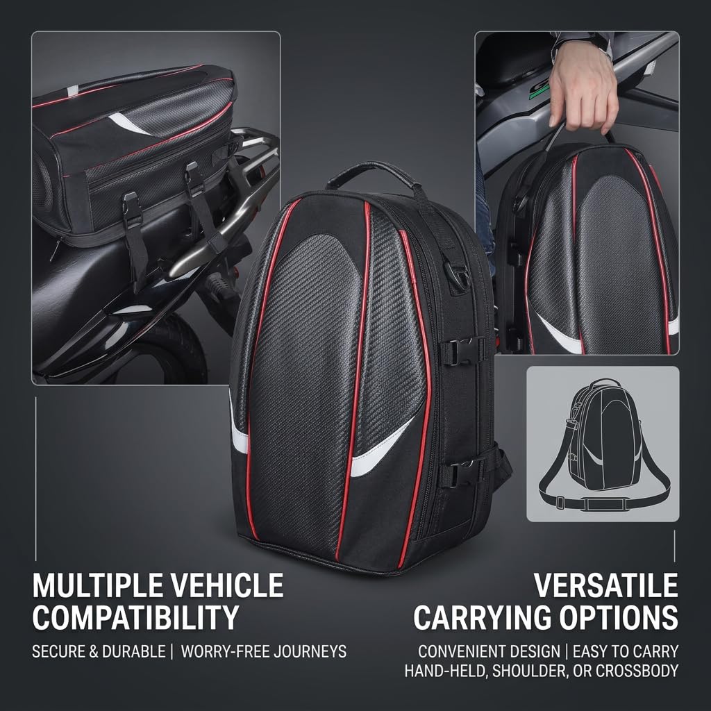 VALKEM Bolsa Moto Trasera para Ducati Scrambler Desert Sled 2017-2022, Bolsa Asiento Impermeable Universales, Equipaje Moto Portátil Resistente para Viaje Touring Casco,A Red