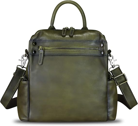 Genuine Leather Backpack for Women Vintage Handmade Soft Leather Rucksack Knapsack Purse Convertible Shoulder Bag Laptop