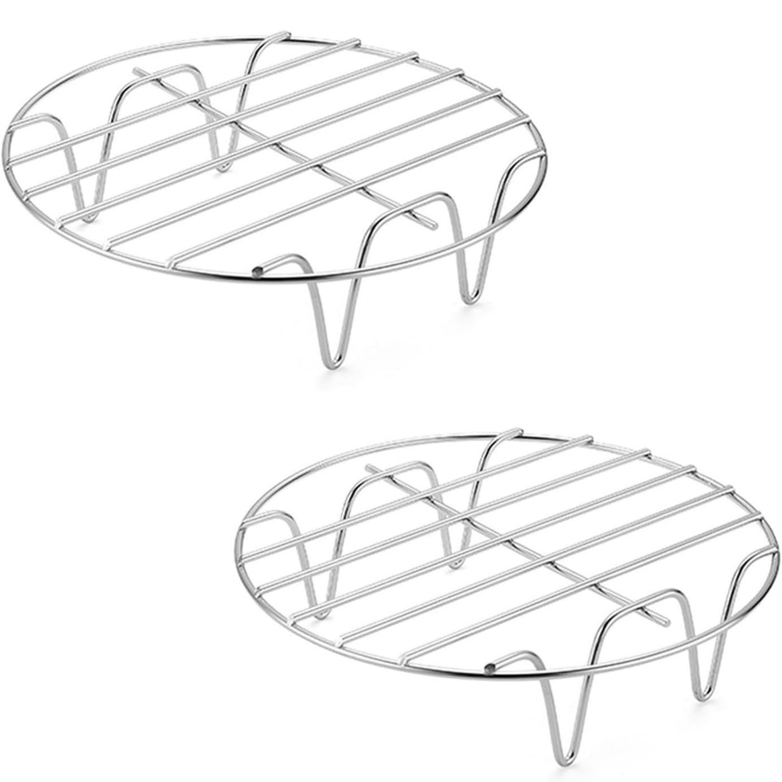 Jazuaiao 2 Pack Stainless Steel 7 Inch Rack for Baking Roasting and Dehydrating Oven Baking Basket Tray Air Fryers Accessories Stainless Steel Rack