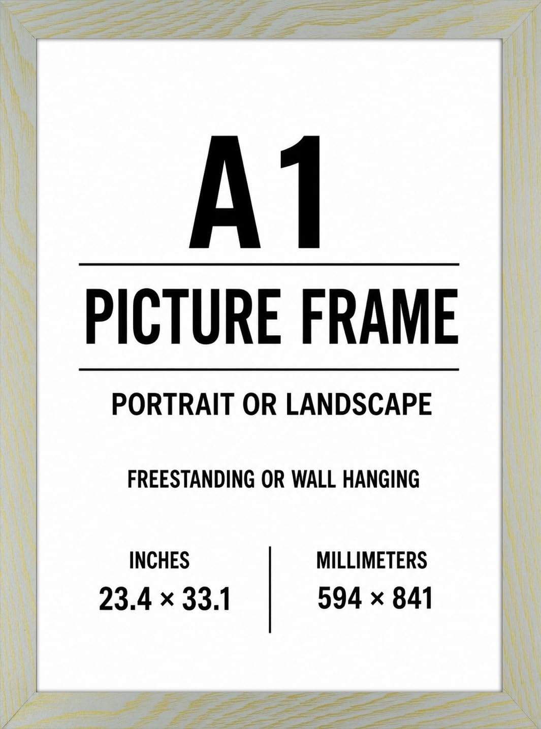 OSUK A1 Frame Cream Gold In Size 59.4 x 84.1 cm Picture Frame A1 Photo Frame with Clear Perspex Front & Wall Mounting to Hang Portrait or Landscape - Large A1 Poster Frames