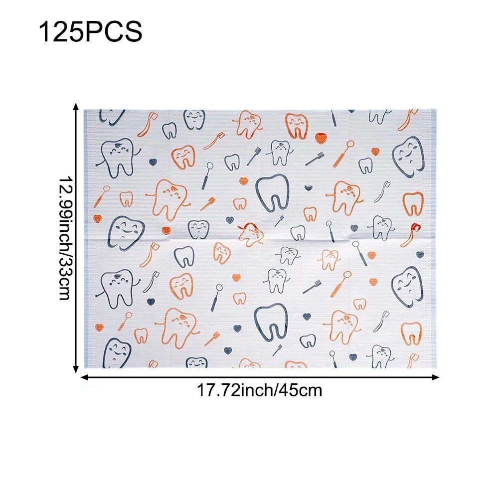 Lot de 125 Bavoirs Dentaires Jetables 33 X 45,7 Cm, Imperméables, pour Salon De Manucure, Fournitures De Technologie des Ongles pour Fournitures De Tatouage Dentaire