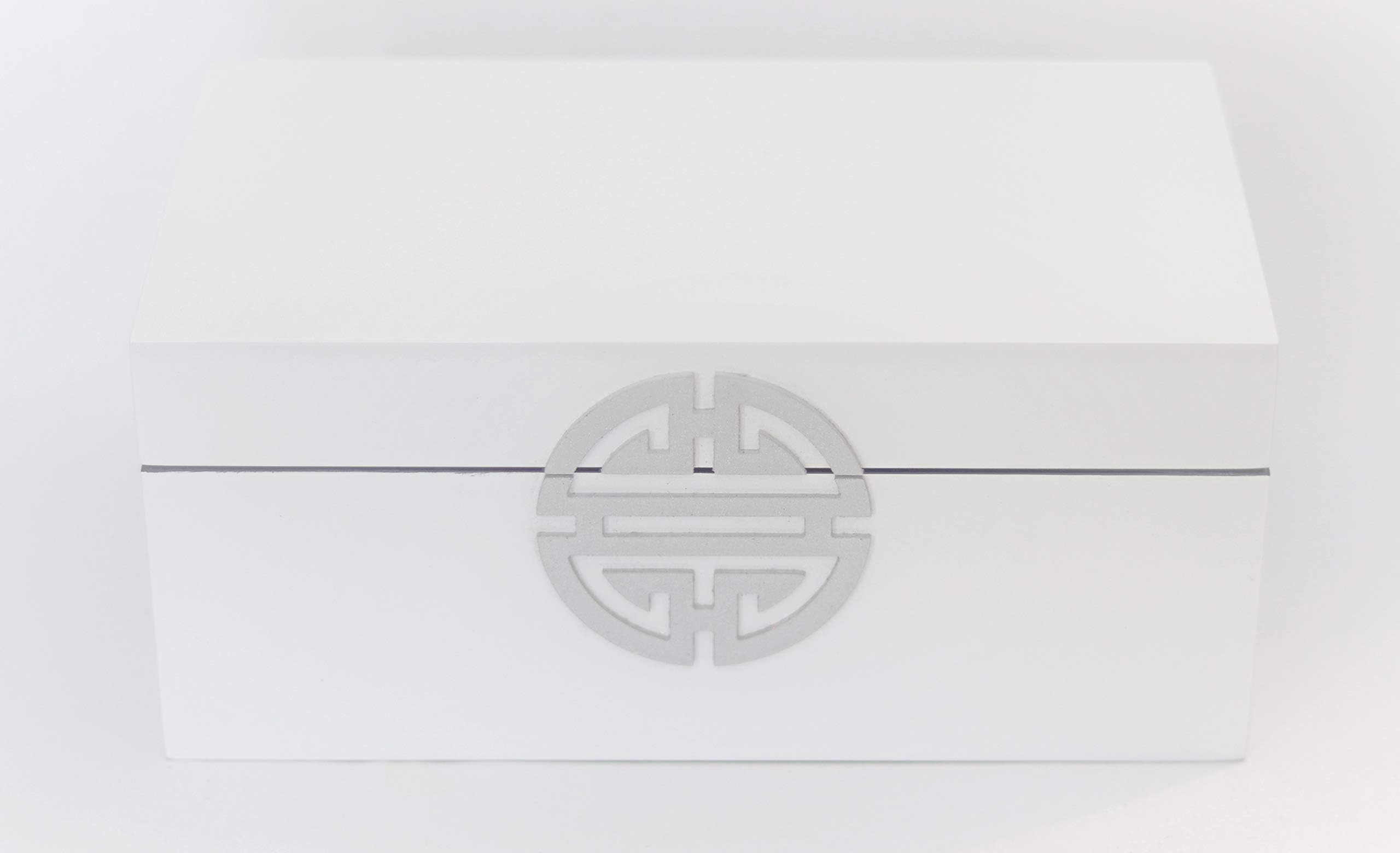 Zenbox White Lacquered Wood Decorative Jewelry Trinket Keepsake Box Asian Inspired