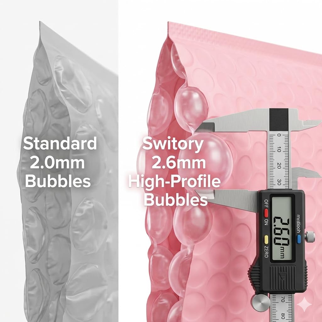 Switory 50piezas bolsa de burbujas, 10,2x17,8cm Sobres acolchados a granel, Bolsas Polymailer con forro de burbujas para envío, empaquetado, Envío por correo autoadhesivo
