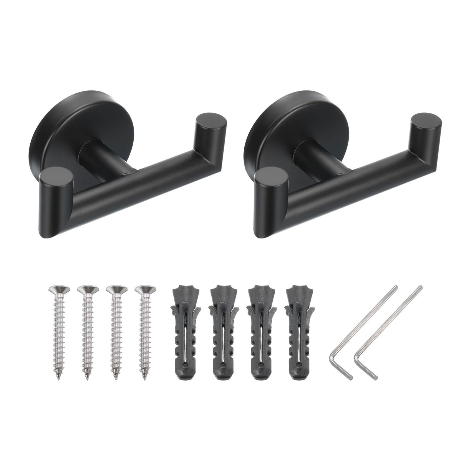 PATIKIL Double Towel Hook, 2Pack Stainless Steel Wall Mounted Hanger Round Towel Holder for Hanging Bathroom Bedroom