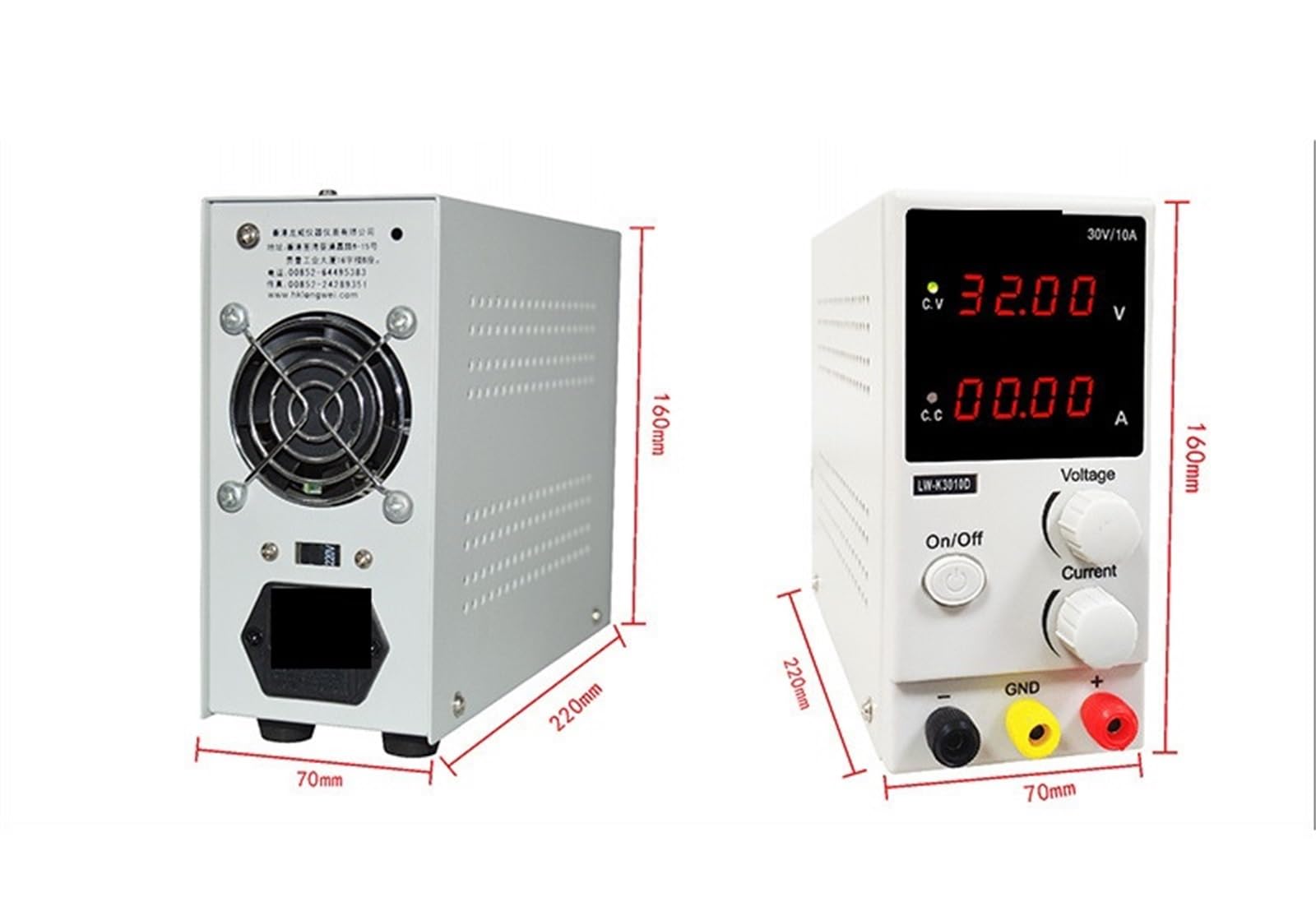Alimentatore da Banco, Alimentatore switching regolabile CC da 30 V e 10 A for laptop, telefoni cellulari riparazioni