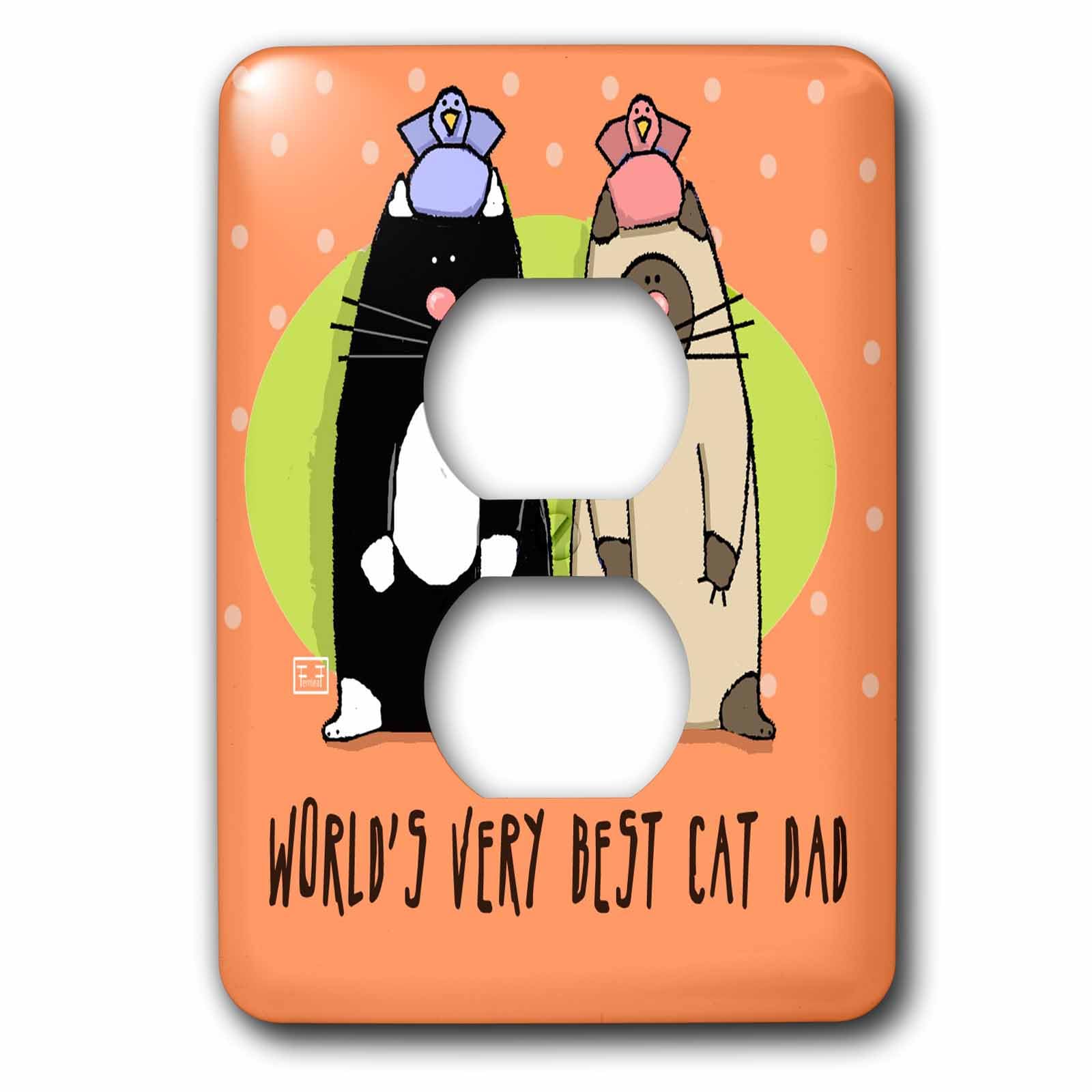 Meilleur Papa Chat Plaque Murale Double Prise Courant Décoration Chatons Animaux Compagnie