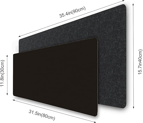 Miniatura 2 de DAWNTREES Alfombrilla de escritorio de cuero, juego de combinación de alfombrillas de escritorio de fieltro, alfombrilla de mouse grande para