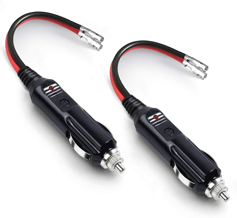 Plug Macho para Acendedor de Cigarros 12 V Mosleyz com Cabo, LED e Fusível de 15 A – Pacote com 2