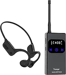 Tayogo Fones de ouvido de natação, fones de ouvido de condução óssea à prova d'água, comunicador de treinador de natação, fones de ouvido à prova d'água para Spotify, Amazon Music, YouTube, transmita