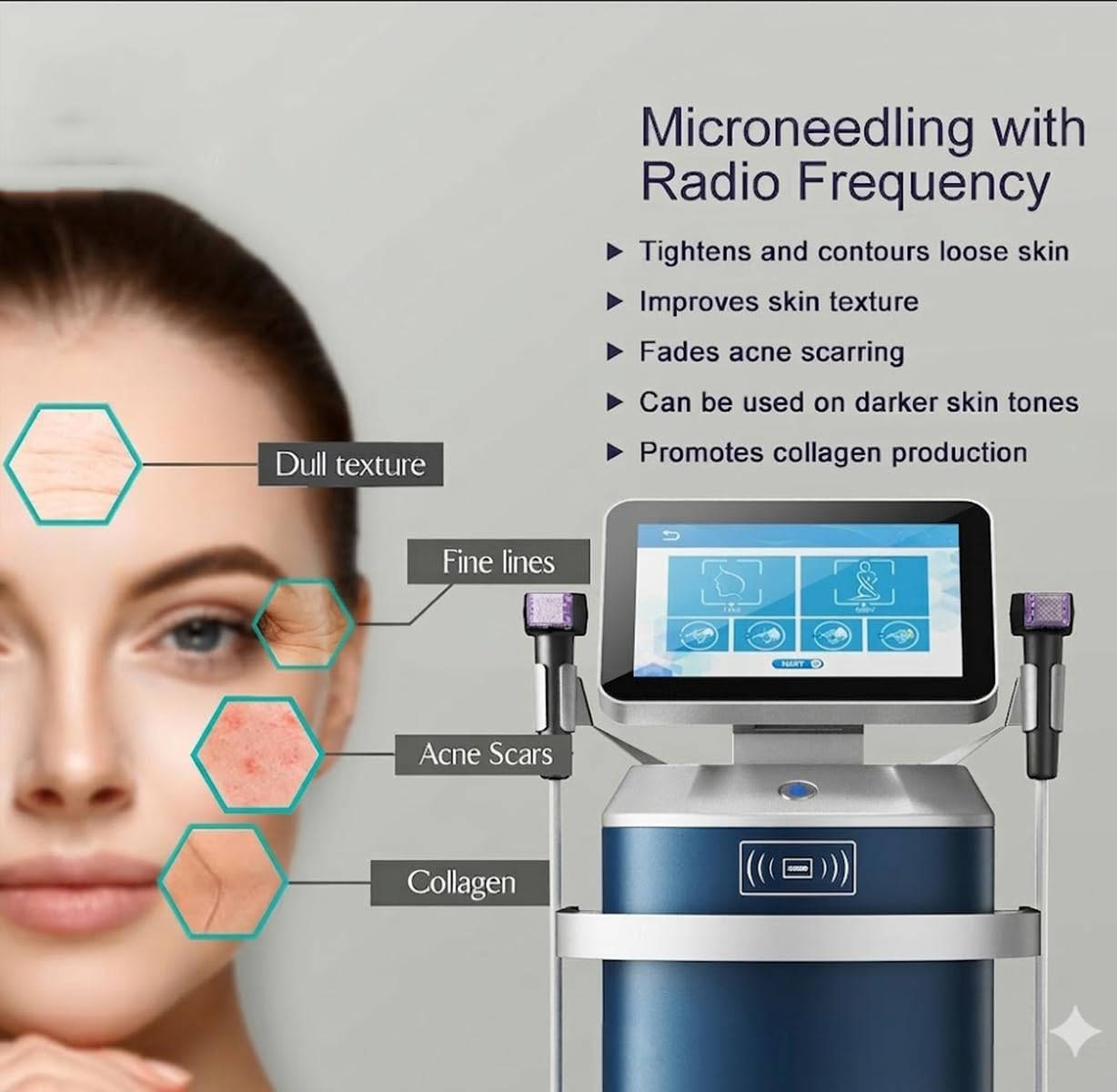 Macchina Professionale per Microneedling a Radiofrequenza Frazionata 2-in-1 in Versione Verticale per il Rassodamento di Viso e Corpo