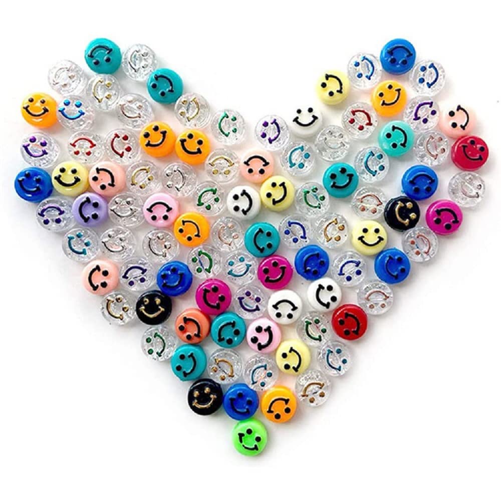 PLUR Happy Smiley Face Beads, 150pcs Assorted Colors Promotes Positive Creativity Perfect for use with All Types of Loose Beads Aids Children and Adults Alike in Dexterity and Fine Motor Skills