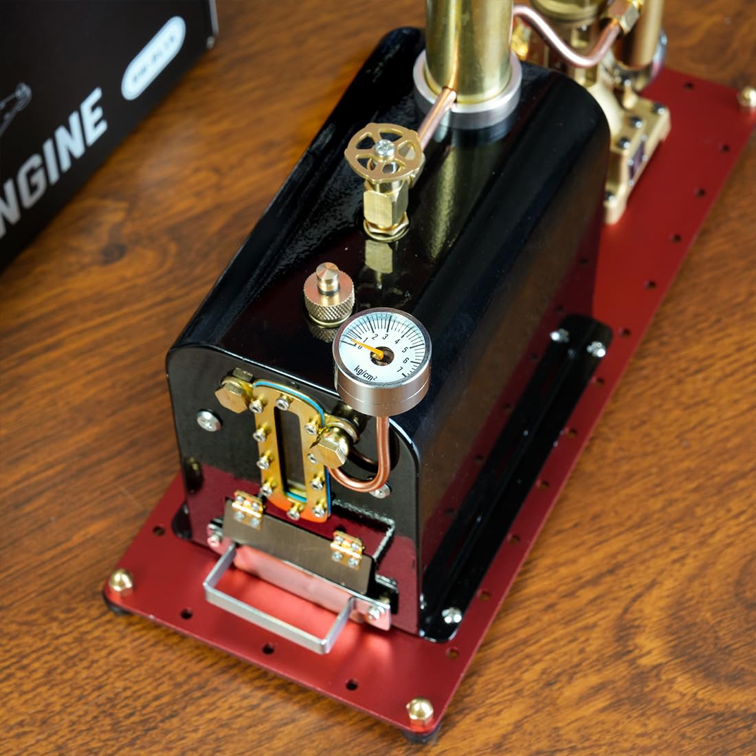 Dampfmaschinen Modellbausatz Der Funktioniert, RW-BL1K Mini Reversible Einzylinder Modellboote Live-Dampfmaschine mit Messingkessel für Dampfkraft Demonstration & Schreibtischdekoration