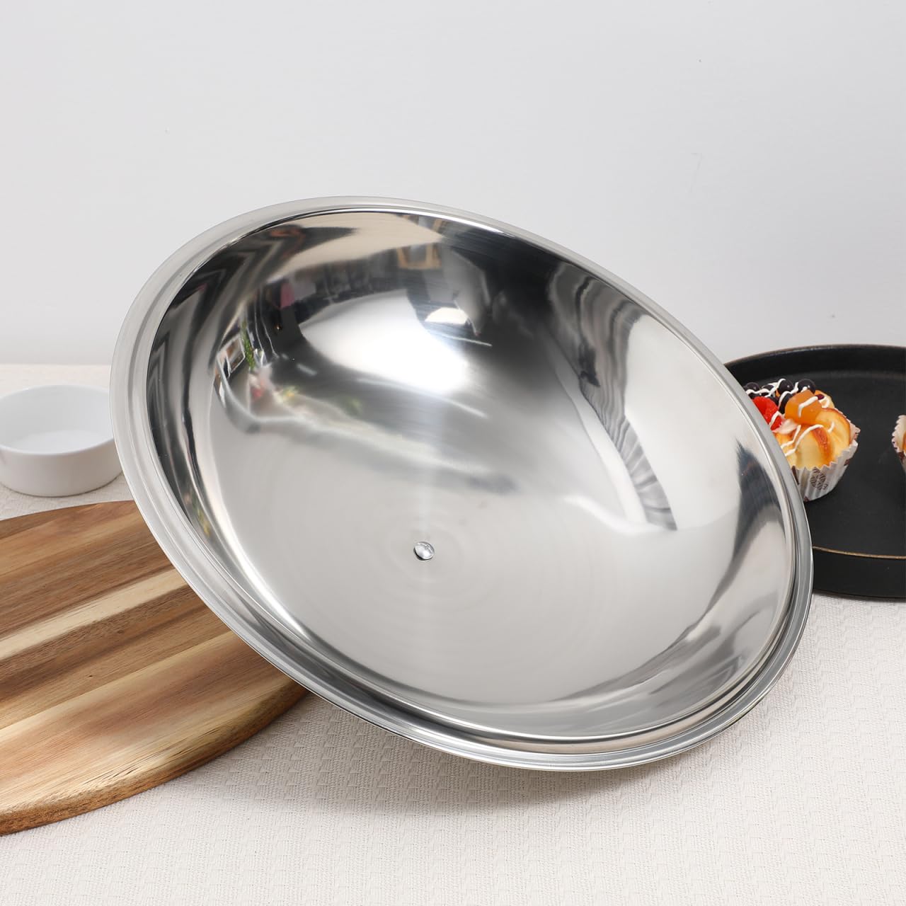 CALLARON Cubierta universal para ollas, tapa de vapor, tapa universal, tapa de olla de 14 pulgadas, tapa para sartén, tapas de wok, tapa de sartén plateada, tapa de olla de cúpula de tocino,