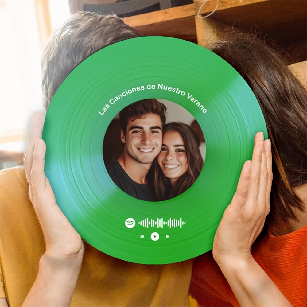 Transparent Gift Placa Spotify Disco de Vinilo Personalizada con Foto y Texto Colores. Regalos Personalizados Familia, Amigos, Pareja. Regalos Originales de Cumpleaños. Cuadros Personalizados con Foto