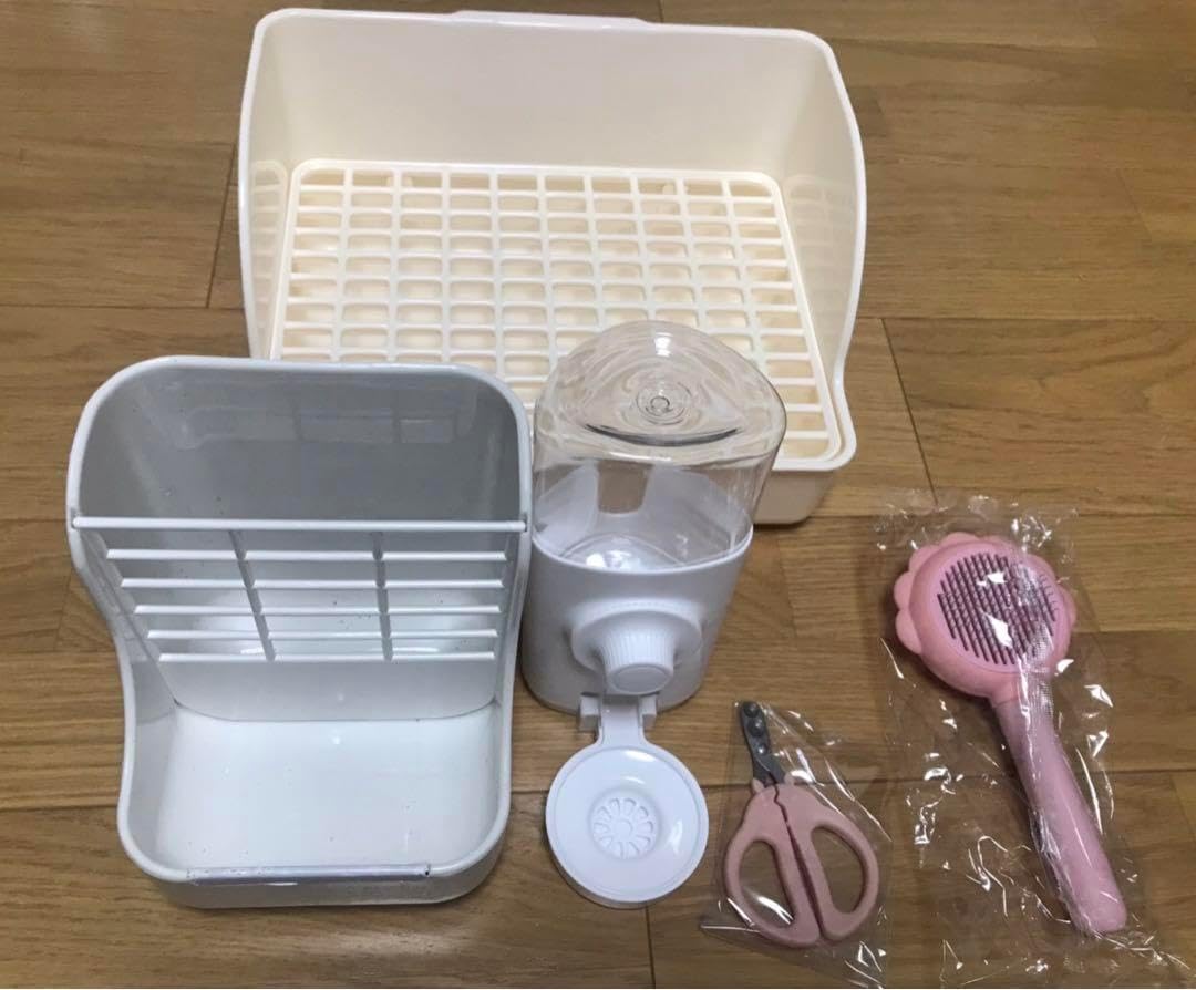お得5点セット（ウサギ用トイレ、給水器、餌入り、爪切り、ワンプッシュくし） お得5点セット（ウサギ用トイレ、給水器、餌入り、爪切り、ワン
