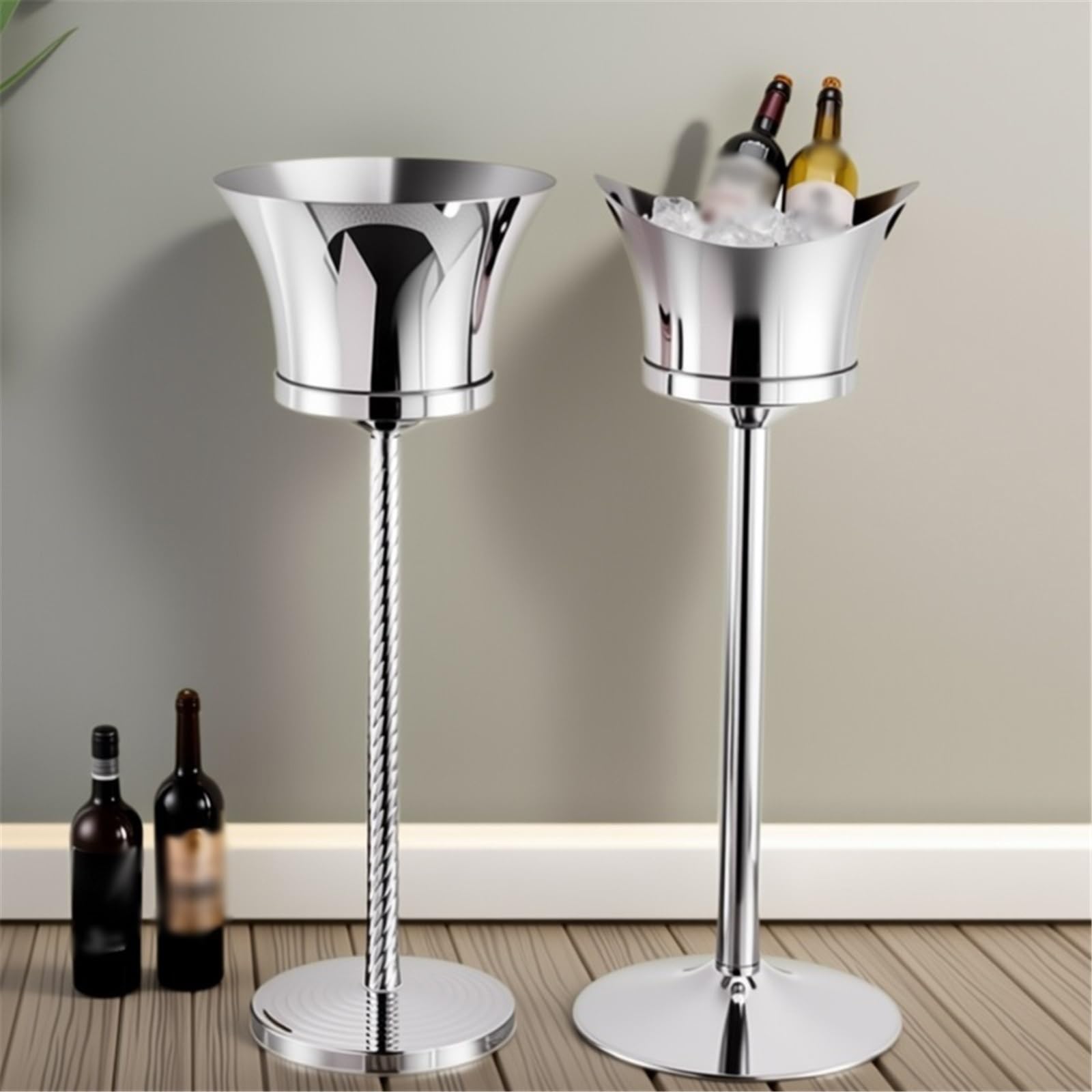 Cubo de Hielo Cubitera de Lujo for Vino, champán o Cerveza Cubo de Hielo frío para Barra(Negro)