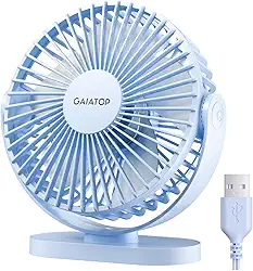 Gaiatop Ventilador de mesa USB, pequeno, silencioso, potente, 3 velocidades, rotação de 90°, mini ventiladores de mesa portáteis pessoais, resfriamento para casa, escritório, carro, viagem, interior
