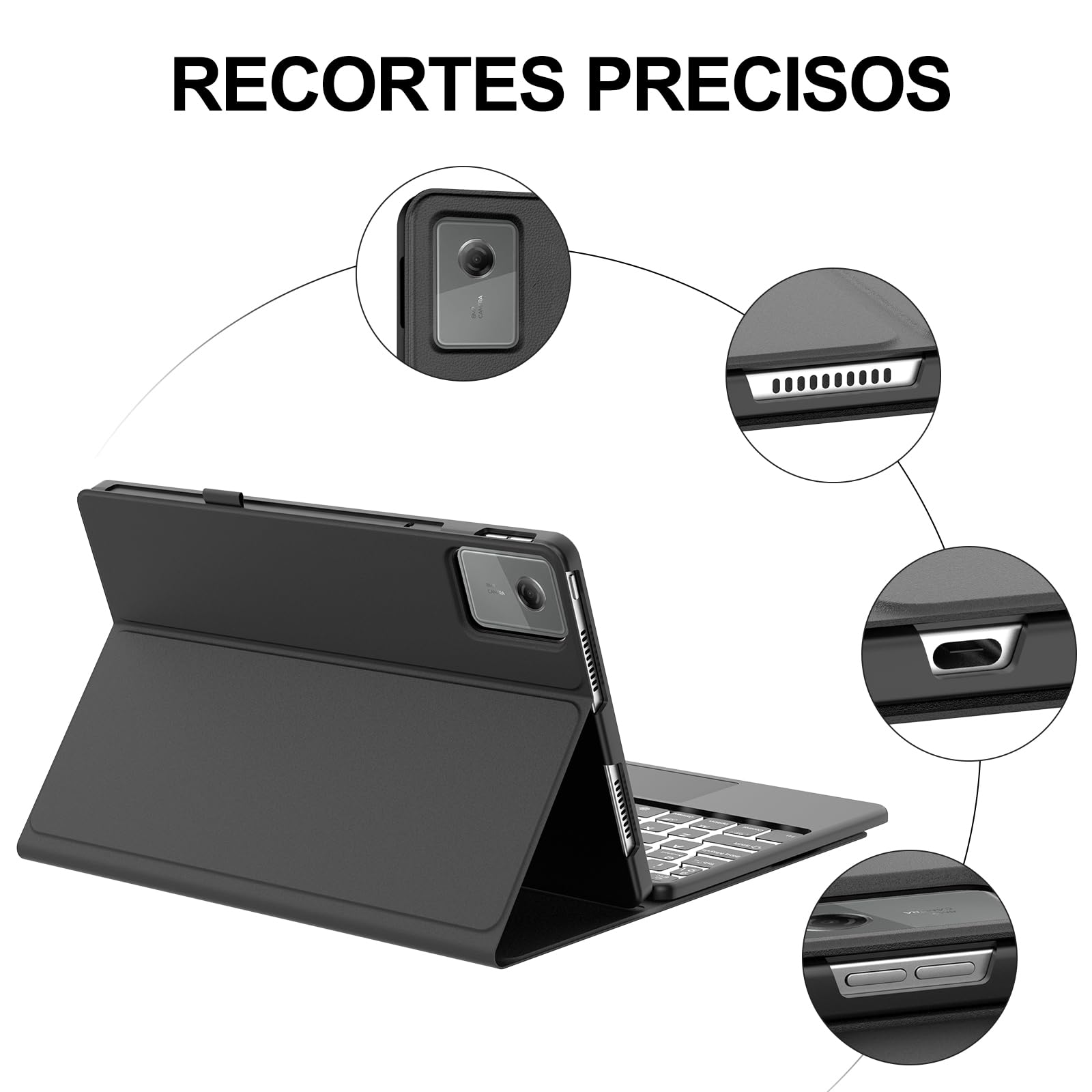 FOGARI Funda Teclado con Touchpad para Lenovo Idea Tab 11" 2025 | Español Ñ Teclado Retroiluminado Magnético Desmontable Bluetooth con Trackpad para Lenovo Idea Tab 11 Pulgadas 2025, Negro
