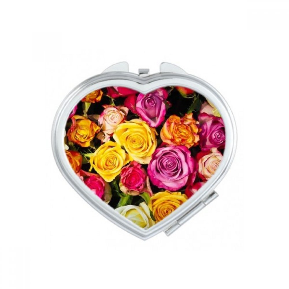 Miroir de poche grand format roses foncées cœur maquillage compact