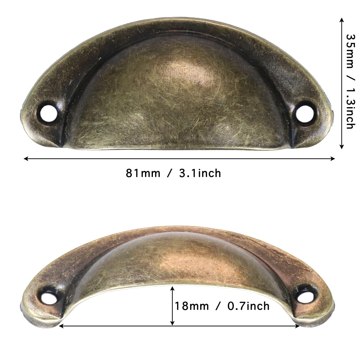 Juego De 12 Tiradores De Conchas Antiguas De Bronce Vintage, Tiradores Semicirculares Con Tornillos Para Cocina, Armarios, Cajones Y Armarios De
