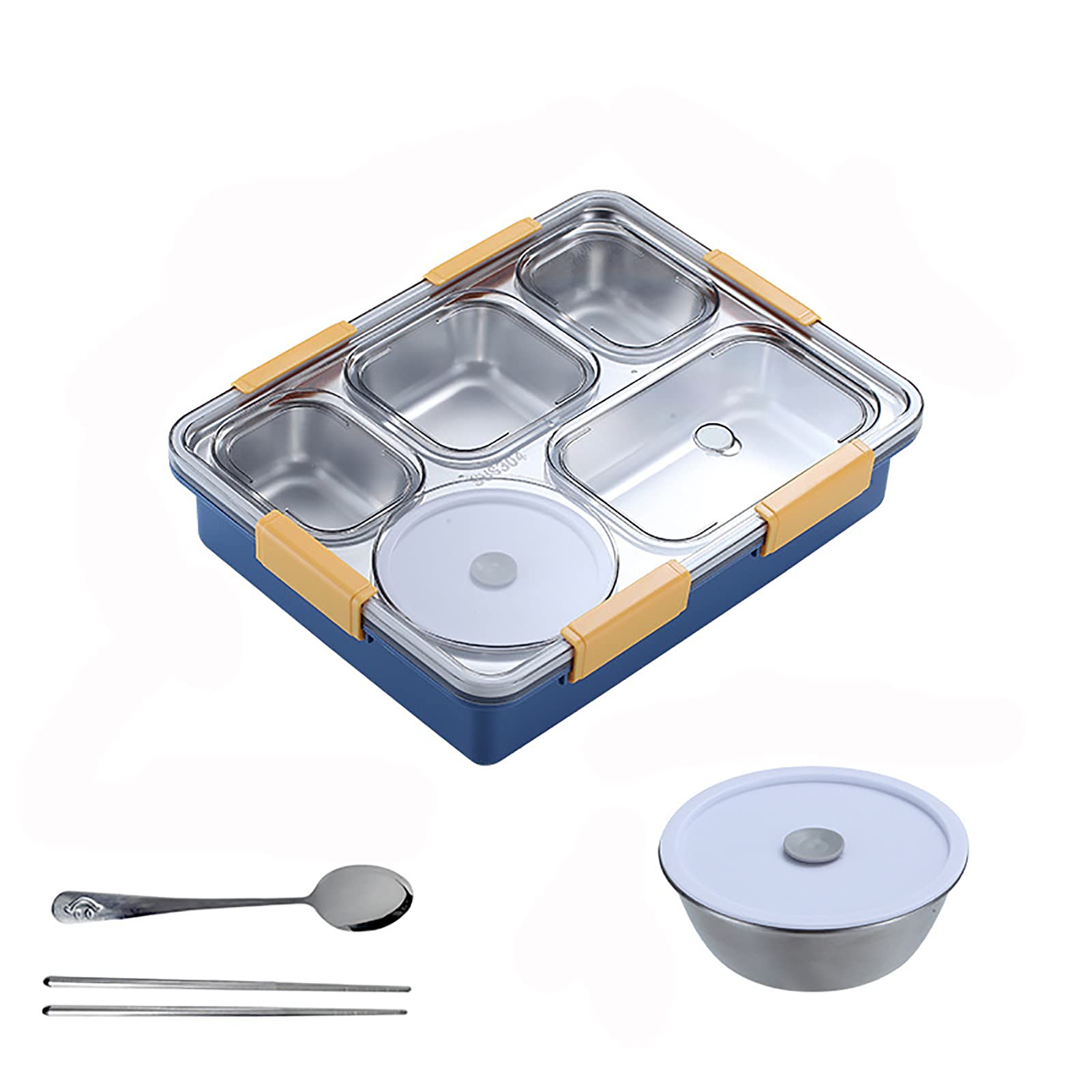 Contenitore per il pranzo, contenitori Bento per studenti, isolamento termico, contenitori per il pranzo in acciaio inox per adulti, scatola per snack con set di utensili, blu