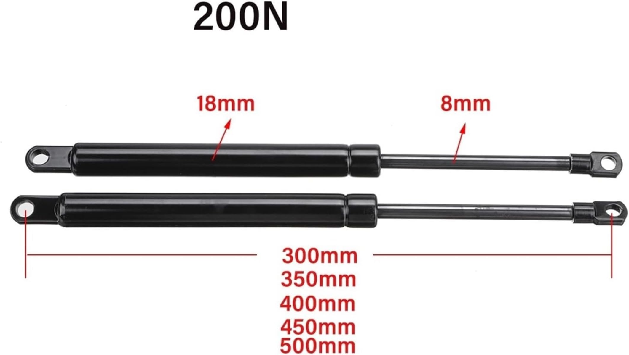 Ramię podnoszące maskę silnika 300-500 mm, 2 sztuki, sprężyny gazowe do maski silnika, pokrywy bagażnika, amortyzatora, drążka podporowego, sprężyny gazowej do autobusu, łóżka, łodzi, okna, przyczepy