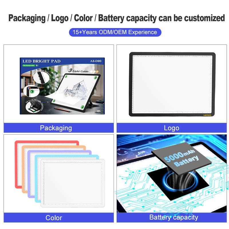 Image of Professional A3 LED Light Drawing Board with Stand & Rechargeable Battery | 6-Level Brightness Control | Large Illuminated Tracing Pad for Architects, Designers & Artists