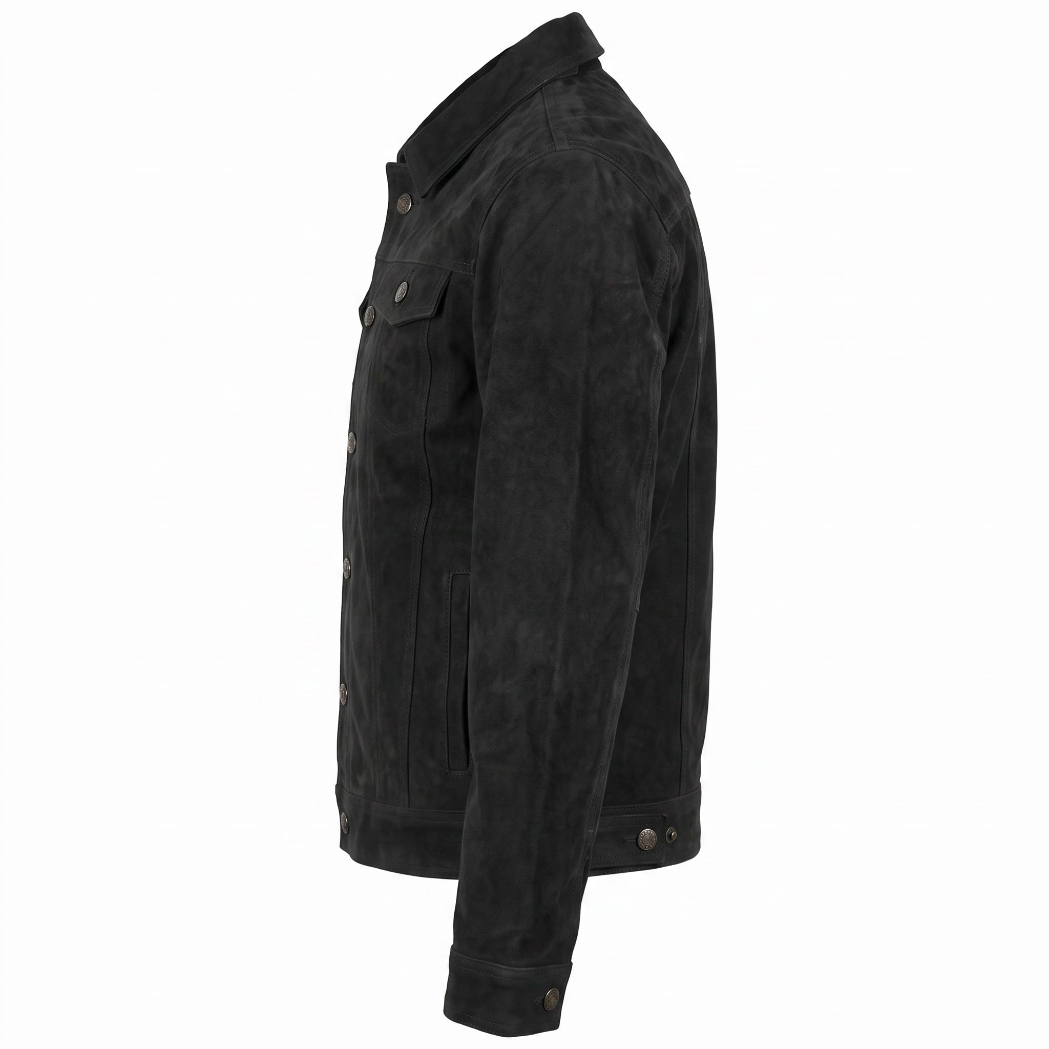 MDM Matt Schwarze Büffel Nubuk Lederjacke für Herren