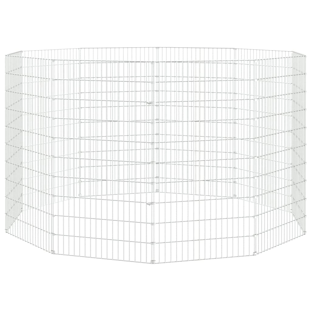 vidaXL Recinto Animales Corral 10 Paneles, Jaula para Conejos, Recinto para Animales Camperos, Corral Campero de Exterior, Hierro Galvanizado