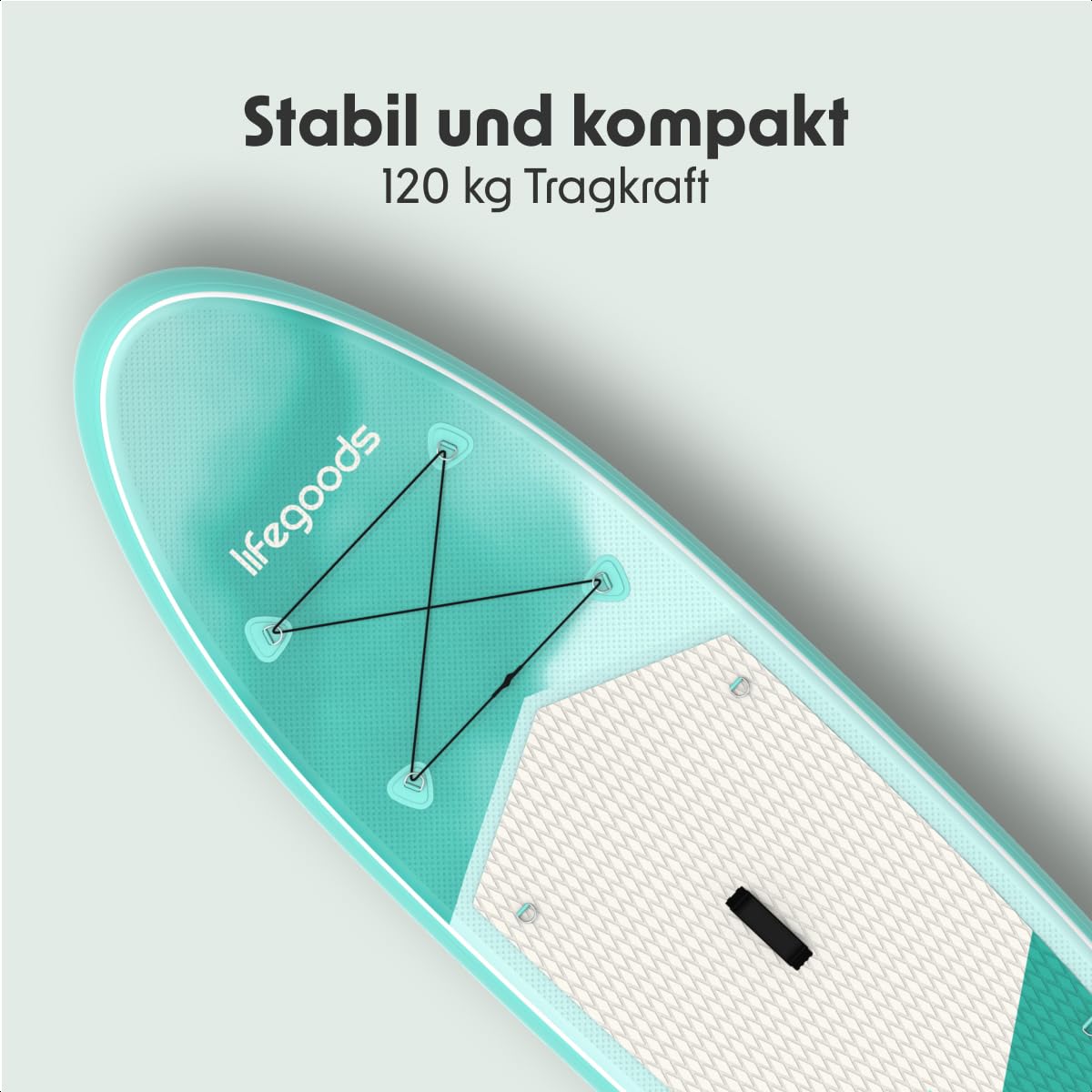 LifeGoods SUP Board Set - Aufblasbare Stand Up Paddling Board - Komplettes Set inklusive Zubehör und Verstellbares Padel - Geeignet für Anfänger und Fortgeschrittene - Bis 100KG - 320x81cm