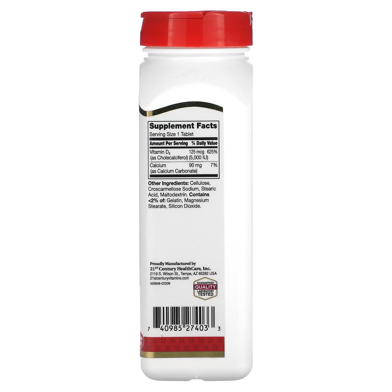 21st Century Vitamin D3 5000 IU Tablets - 110 Count High Potency Bone & Immune Support