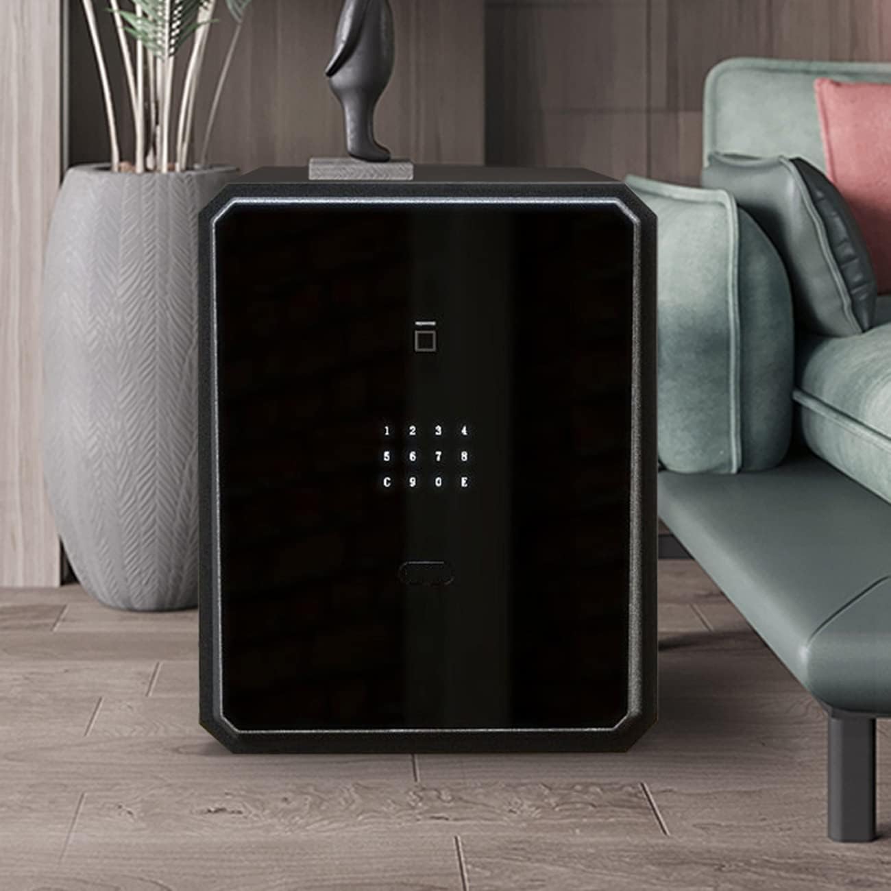 Safe Box Home Anti-Theft Safe Smart Fingerprint Password Safes Bedside Table Safe Touch Screen (Color : Black) (Black)