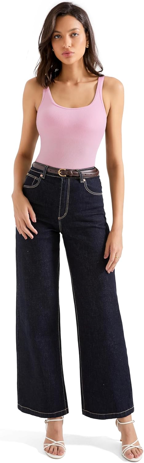 SUUKSESS Women Padded Cotton Ribbed Long Tank Tops Casual Summer Going Out Sleeveless Scoop Neck Basic Cami Tops - Image 4