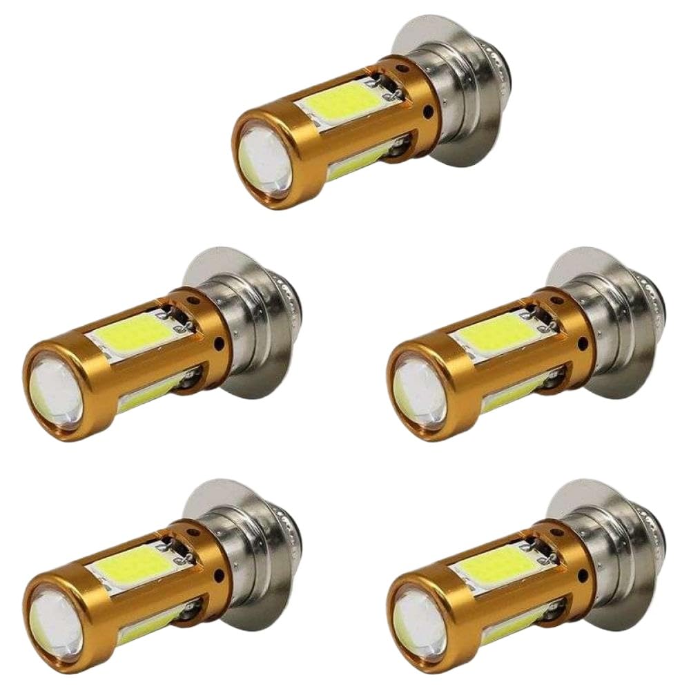 Ampoule de phare de moto LED 5X H6M PX15D P15D Hi-Lo blanc 1500Lm 12-30V Compatible avec moto Scooter cyclomoteur