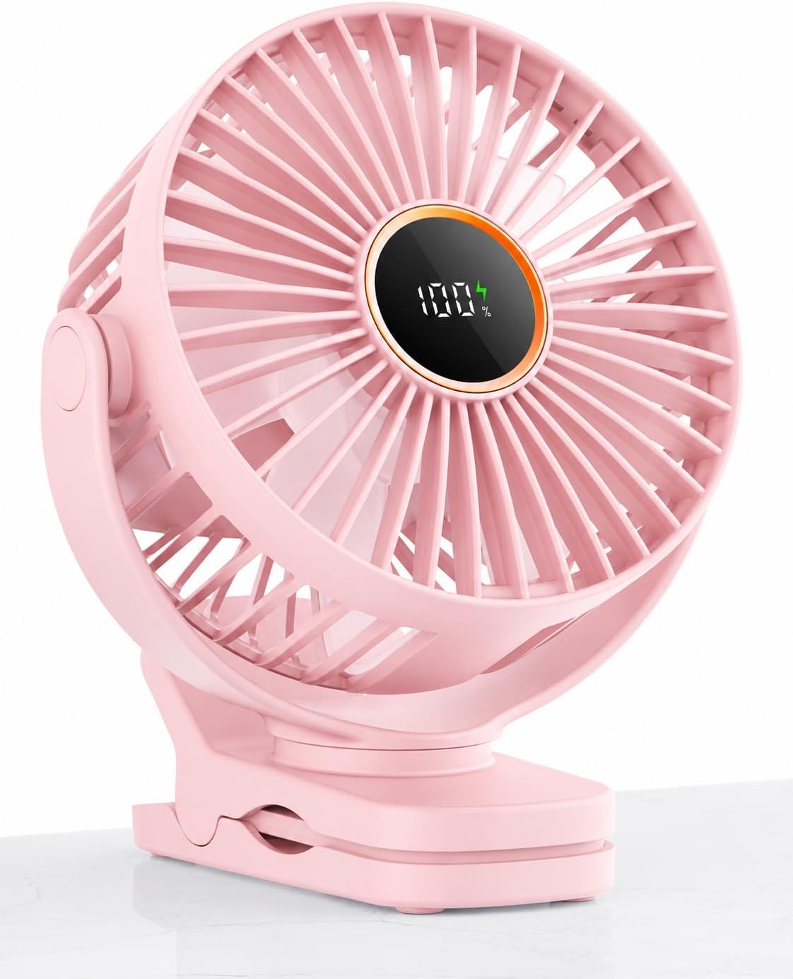 TUNISE Mini Clip on Fan, Battery Operated Desk Fan, Digital display，3 Speeds Adjustable, Bidirectional 360 ° Adjustable, Super Strong Wind, Portable Fan for Home Office Stroller Camping Black
