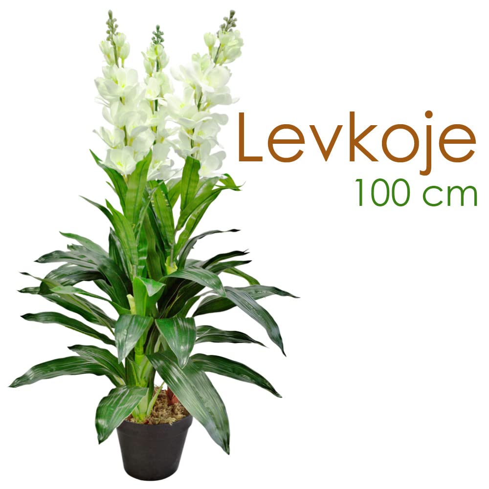 Decovego Alhelí Matthiola Planta Artificial Decoración Interiorismo 100cm con Flores