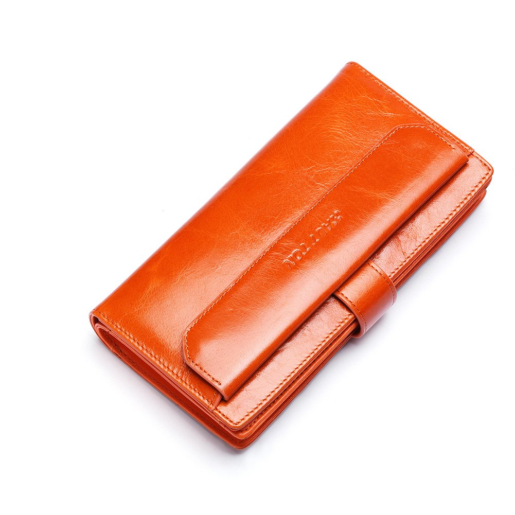 HHAUTTON Women's Large Capacity Luxury Genuine Leather Clutch Wallet CreditCard Holder Ladies Purse