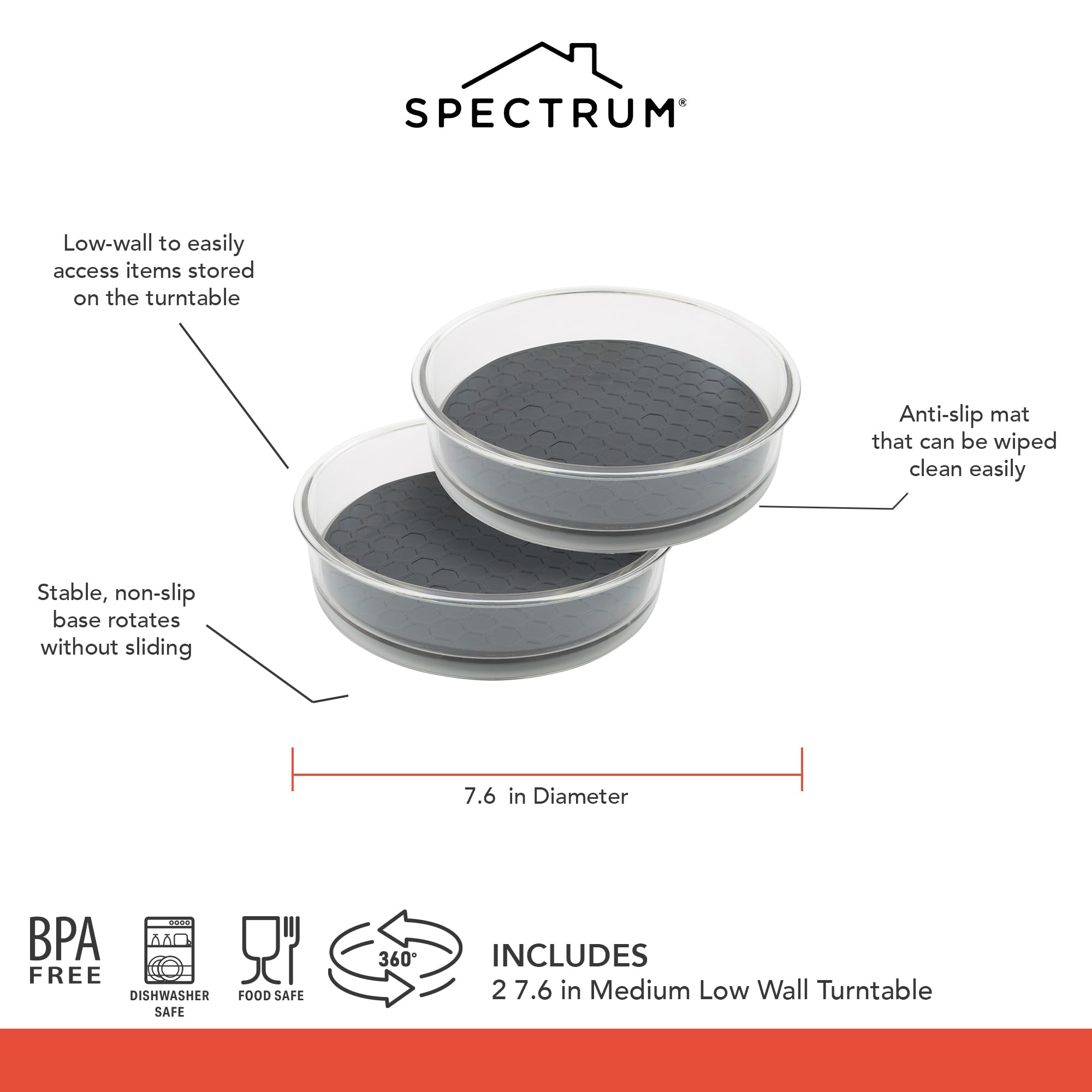 Lazy Susan - Organizador redondo pequeño (paquete de 2) – Lazy Susan – Tocadiscos Lazy Susan para gabinete, refrigerador, despensa, mesa y estante – Organización giratoria y giratoria de 6