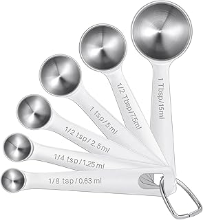 6Pcs Measuring Spoons: 18/8 Stainless Steel Measuring Spoons Set of 6 Piece: 1/8 tsp