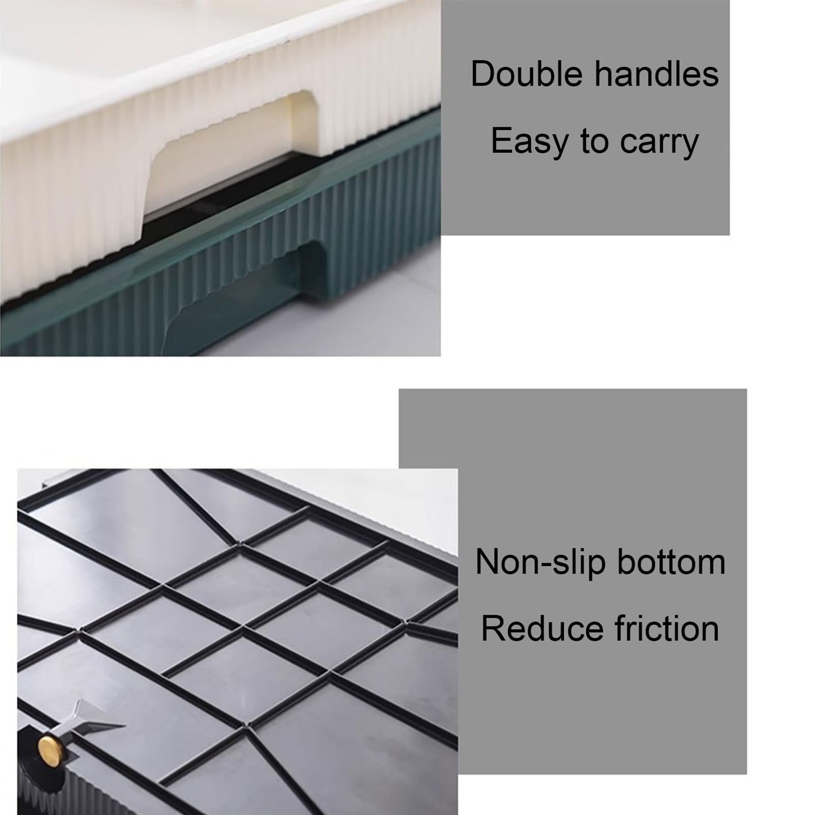 Bandeja de goteo verde con cierre integrado de 41 x 29 x 5 cm, incluye manguera de 70 cm, fácil de limpiar, ideal para cocina y mesa de comedor