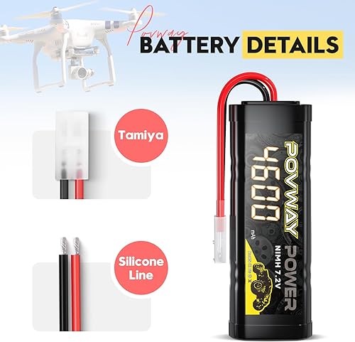 Miniatura 4 de POVWAY Batería NiMH RC de alta capacidad de 7.2V 4600mAh con 6 celdas con conector Tamya para coche RC Truck LOSI asociado HPI Kyosho Tamiya Hobby -